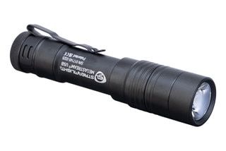 USB-rechargeable flashlight, black.